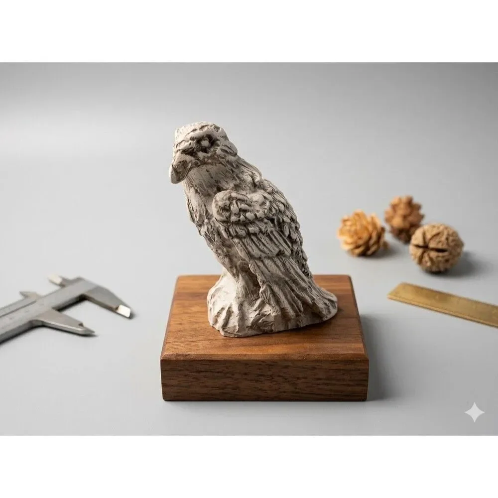 Majestic Eagle Sculpture Figurine Rustic White Stone Look Home Decor Statue
